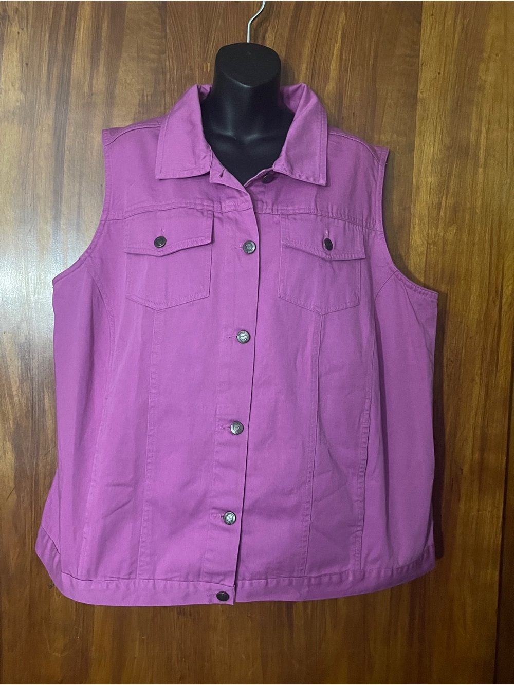 Woman Within Women's Purple Denim Jean Vest Trucker Jacket Plus Size 18W
